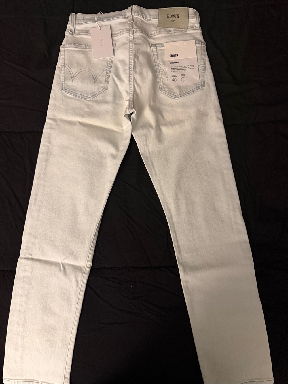 Edwin Light White Denim Jeans with Contrast Stitching
